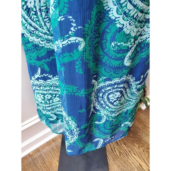 Old Navy Women's Blue & Green Polyester Off The Shoulder Long Maxi Dress Size S - Picture 7 of 14
